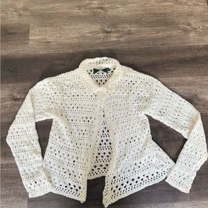 525 America Cream Crochet Sweater